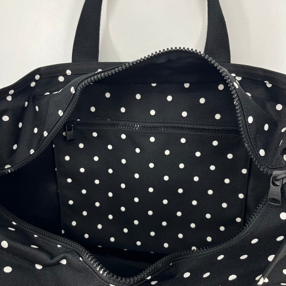 Banana Republic Black White Polka Dot Canvas Zip Top Tote Bag Large Handbag - Picture 11 of 11